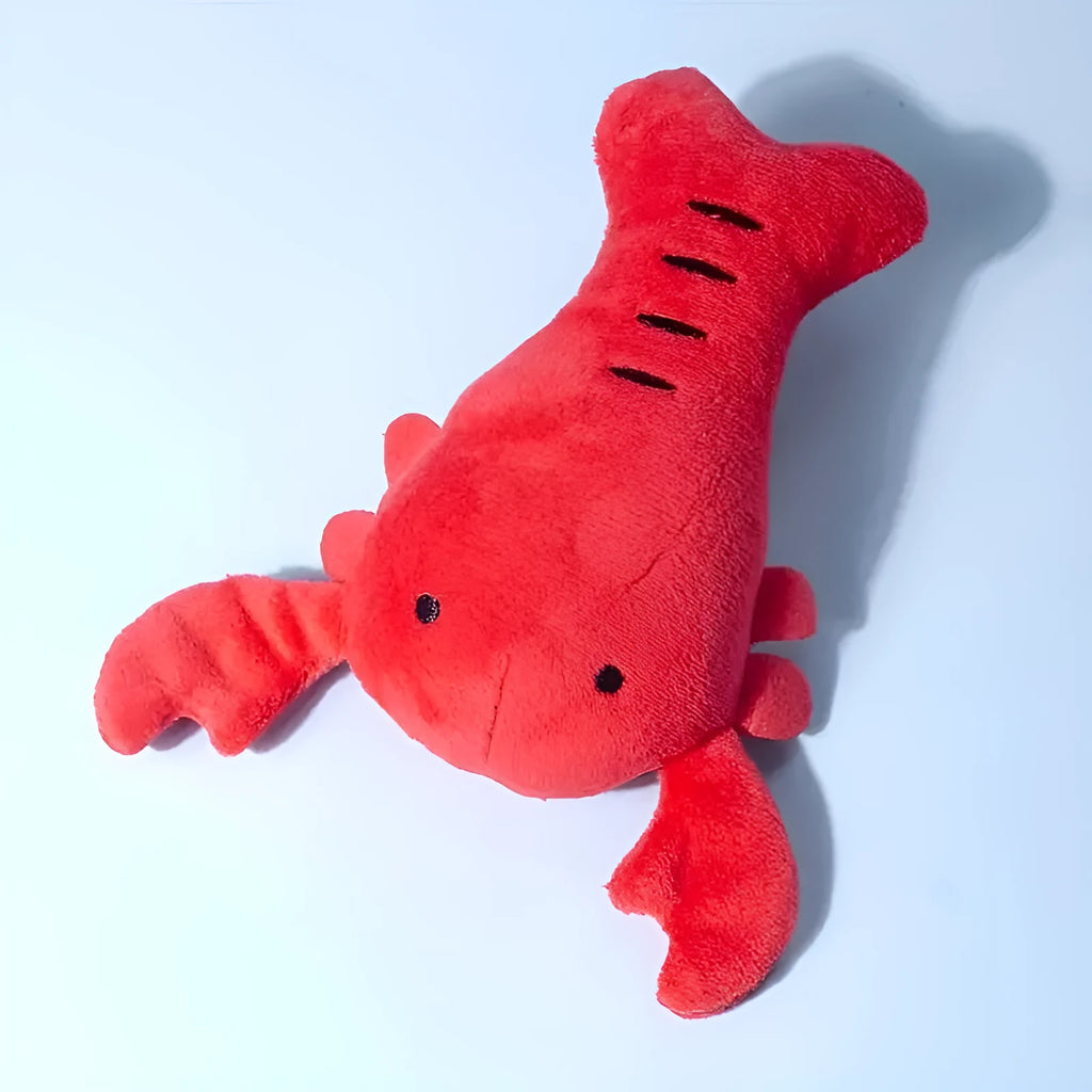 Red squeaky lobster stuffed dog toy with crab lobster design for small medium dogs