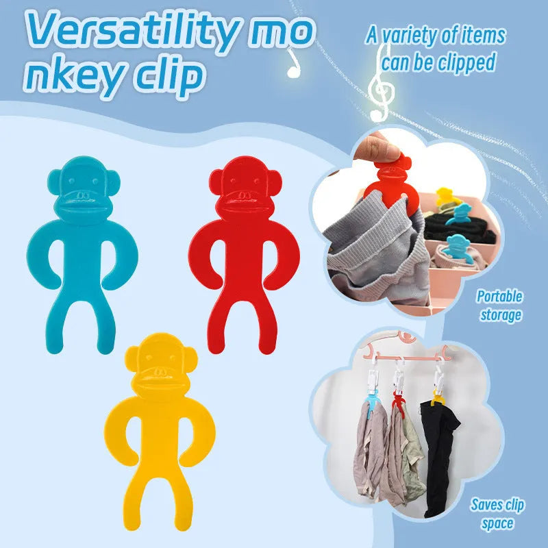 Plastic socks storage clips in blue, red, and yellow colours for machine washing