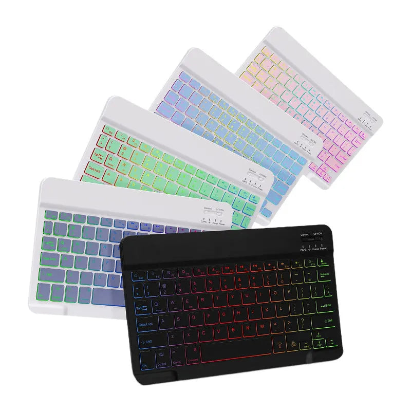 iPad leather protective case with luminous Bluetooth keyboard and mouse in black colour with RGB backlighting