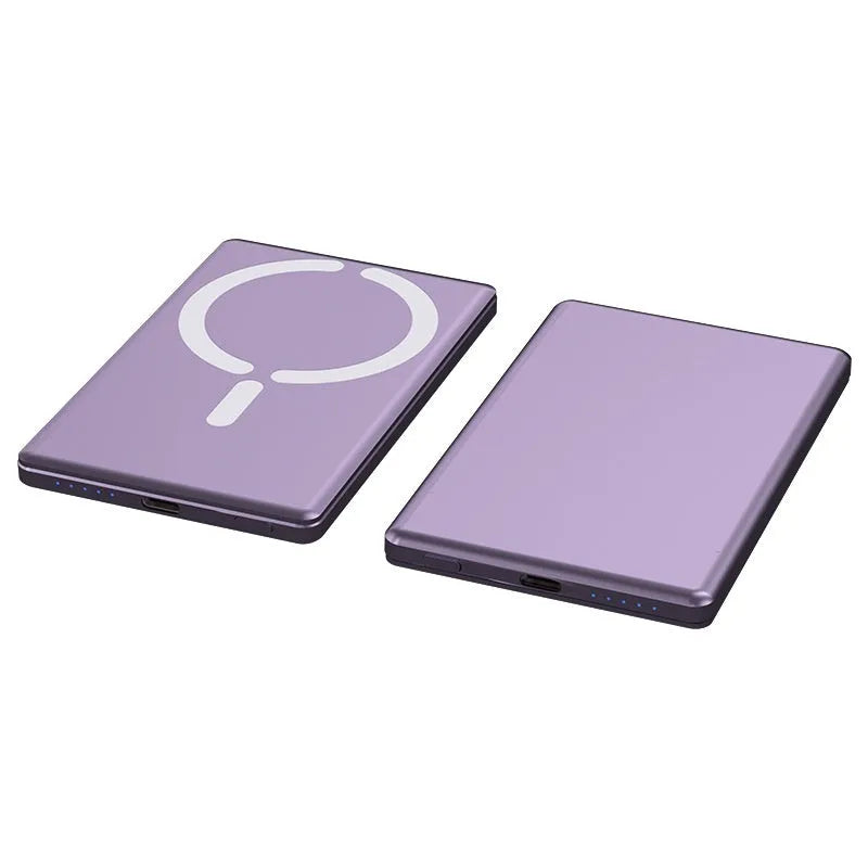 Ultra-thin magnetic power bank with alloy shell showing black colour option