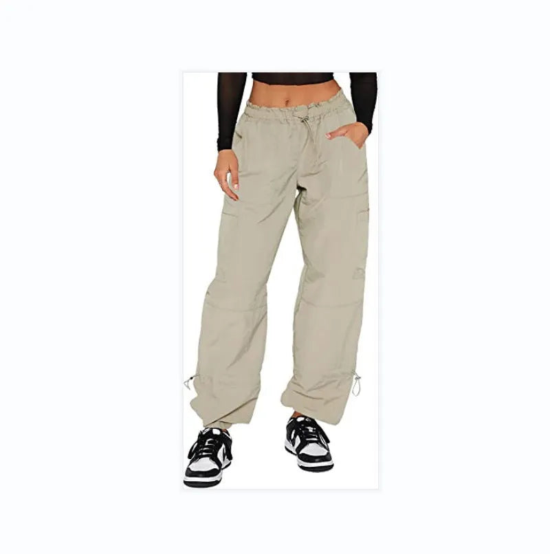 Straight-leg cargo pants with multiple pockets in polyester fabric available in multiple colours