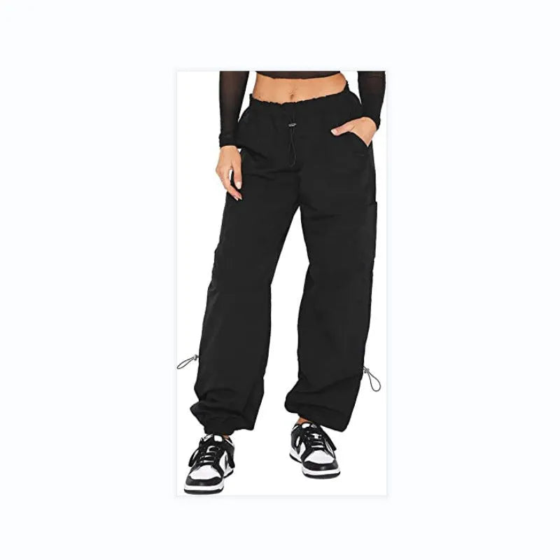 Straight-leg cargo pants with multiple pockets in polyester fabric available in multiple colours