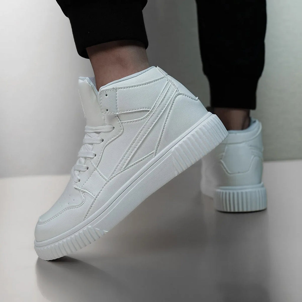 White men's casual shoes with microfiber upper and round toe for autumn winter leisure wear