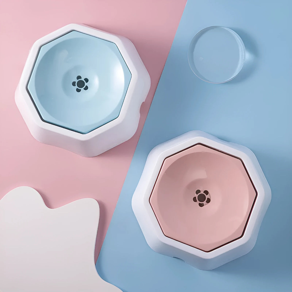 Automatic floating water bowl for cats and dogs, PP, 23x23x8 cm, pink or light blue pet drinking device
