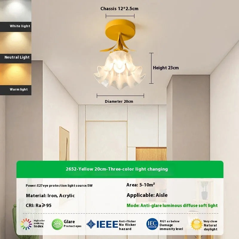 Cream coloured Linglan Flower design corridor aisle light with remote control for dimming functions