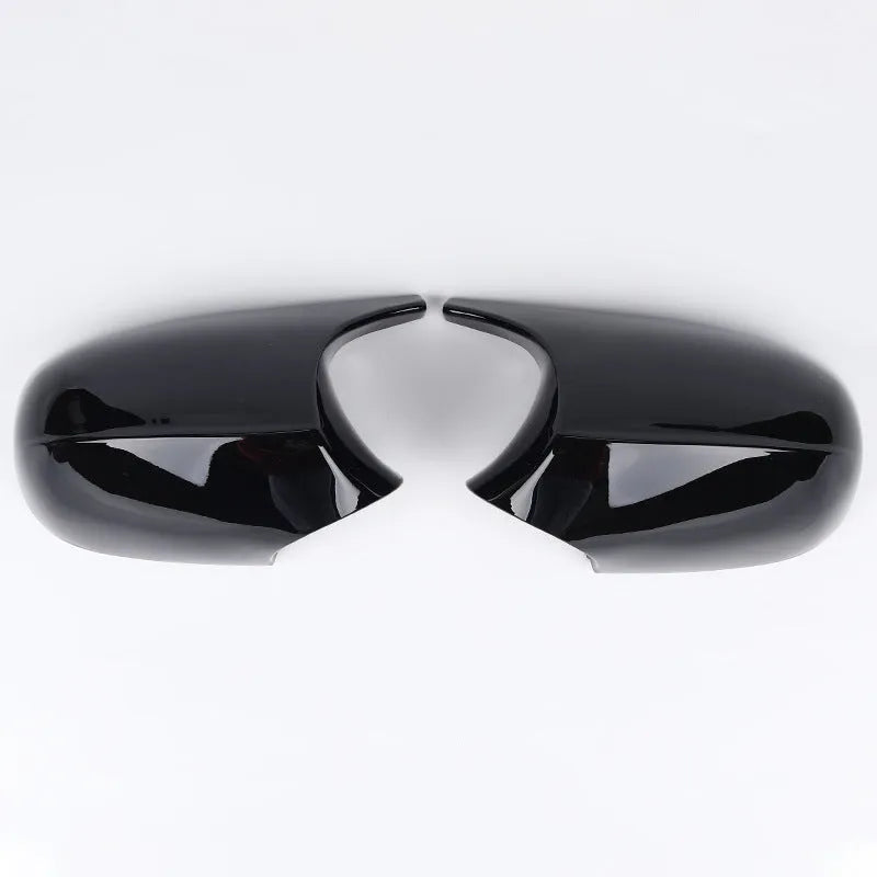 Pair of black ABS plastic rearview mirror housings for BMW 3 Series E90 replacement.
