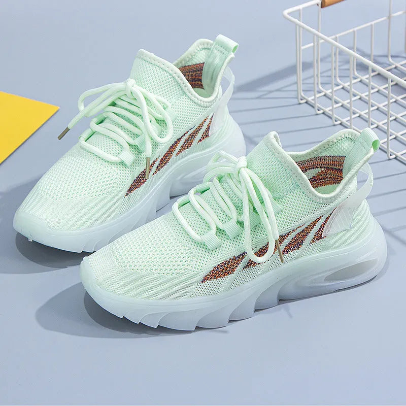 Women's high-top sports casual shoes with cowhide upper in four colour options showing flat plastic sole construction.