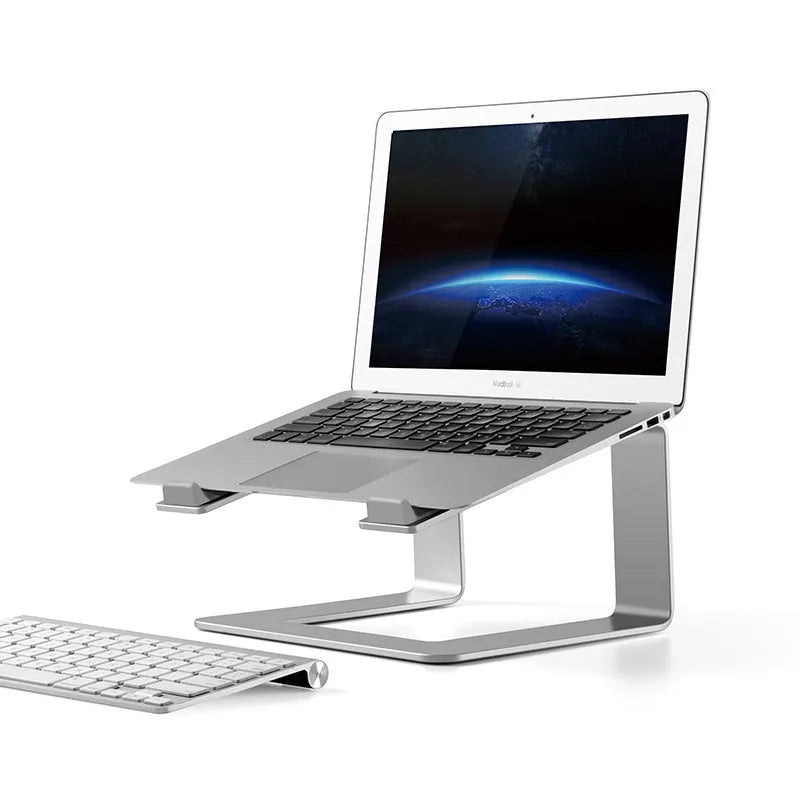 Aluminium alloy laptop desktop riser in black or silver colour with 18.5cm height