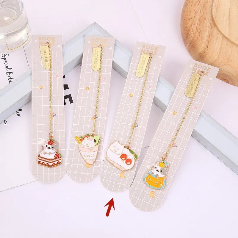 Jane Key Foodie Cute Pet Cat metal pendant bookmark in a choice of four cartoon cat designs.