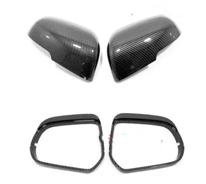 Plastic rearview mirror protection covers in silver and black finishes for vehicle scratch protection