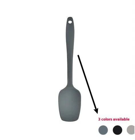 12-piece silicone kitchenware set with rotating storage bucket in black, including spatula, spoons and cooking utensils