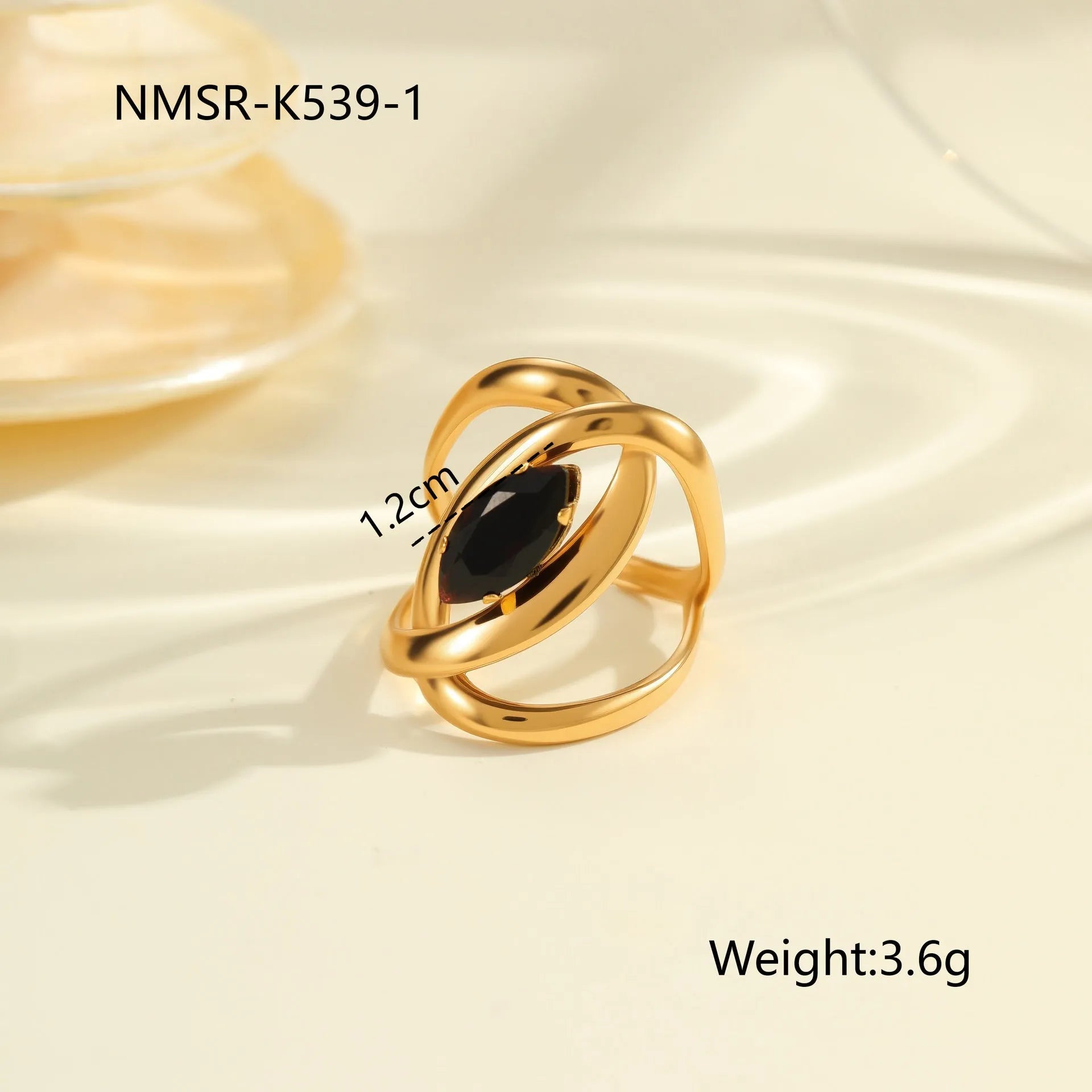 Adjustable geometric stainless steel ring with zircon inlays for women