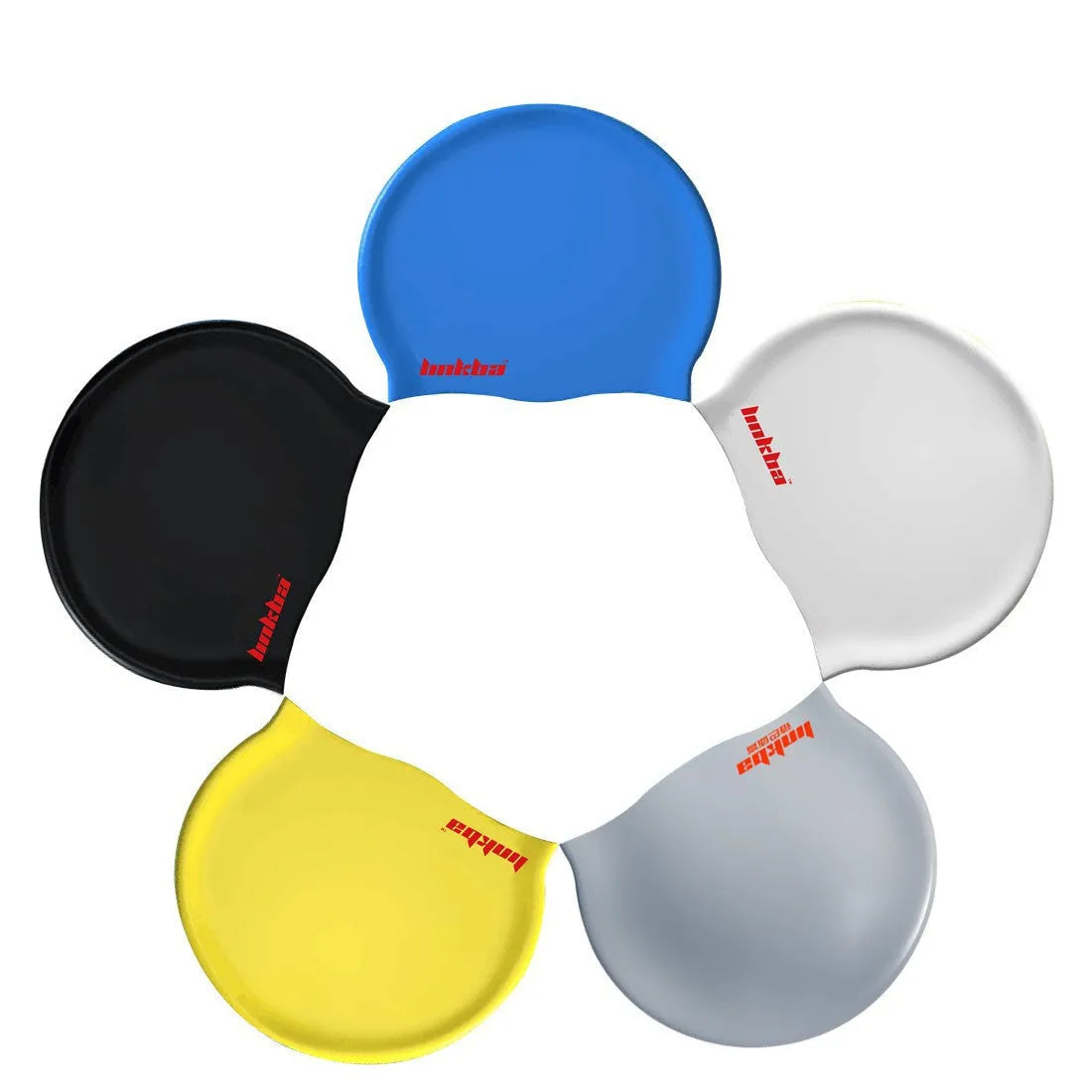 Professional waterproof silicone swimming cap with printed letters pattern in choice of five colours
