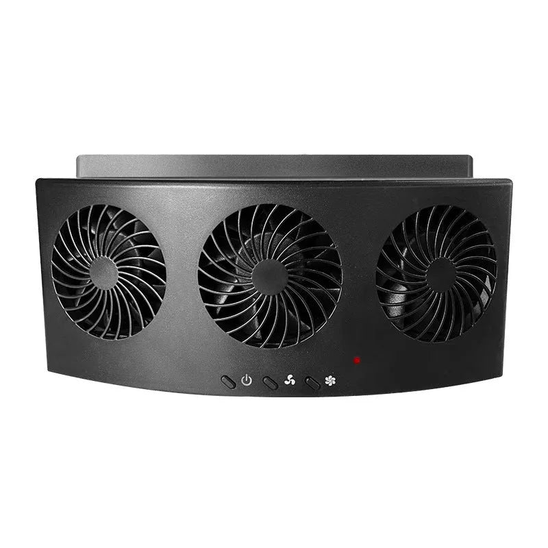 USB-powered black car ventilation fan with 1.5m cable for vehicle interior air circulation