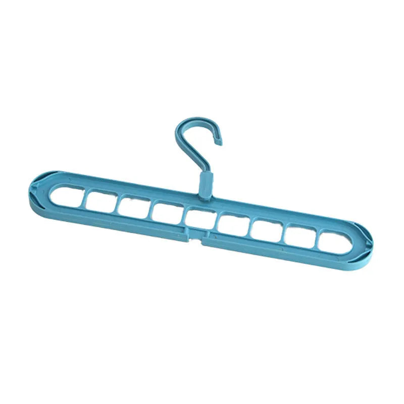 Plastic nine-hole folding trouser hanger in beige, blue, grey, green, or pink colour