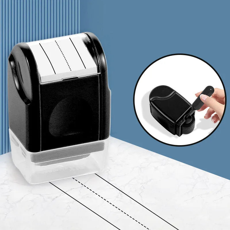 Plastic English line roller seal in rectangular shape with photosensitive stamping function