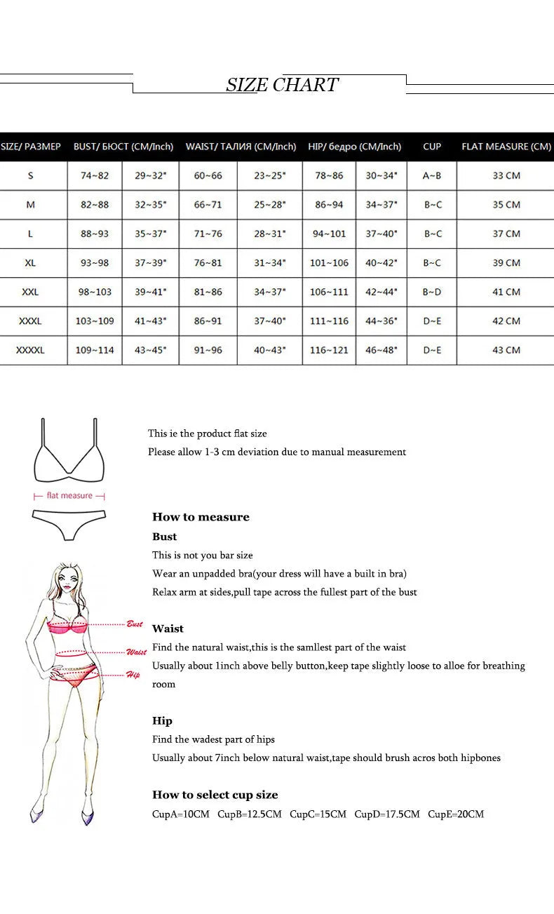 Women's three-piece bikini set with backless push-up top and skirt in solid colour