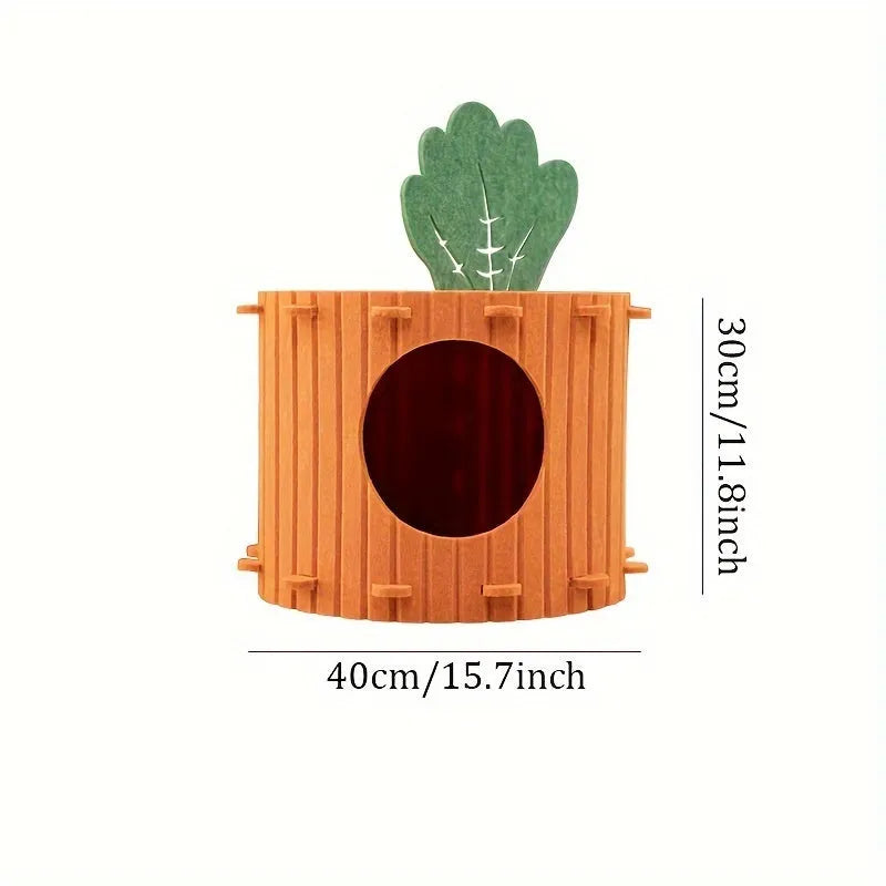 Semi-enclosed felt cat tunnel pet bed in medium and large size options.