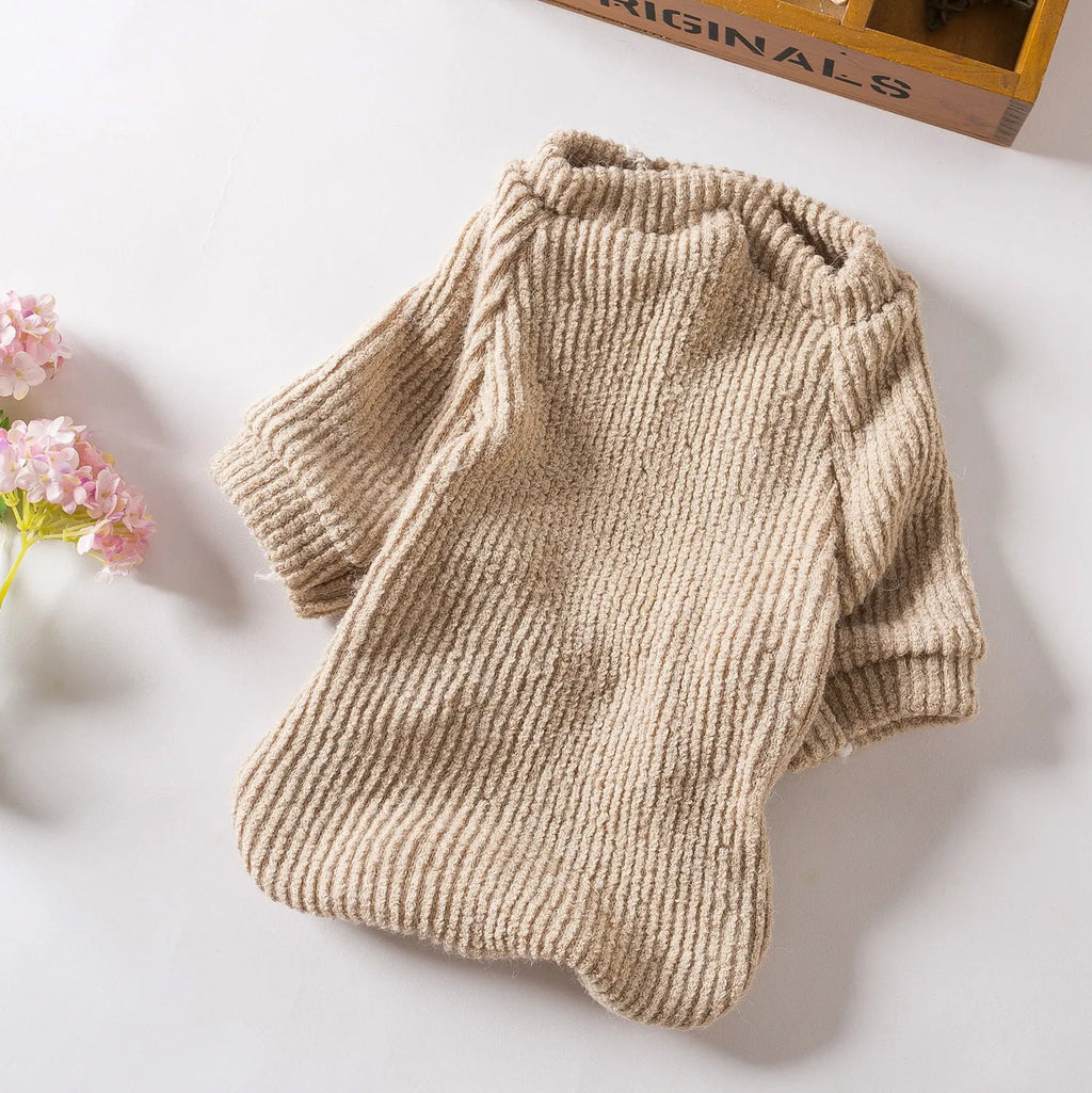 Brown casual cloth dog sweater pullover for small breeds in five sizes