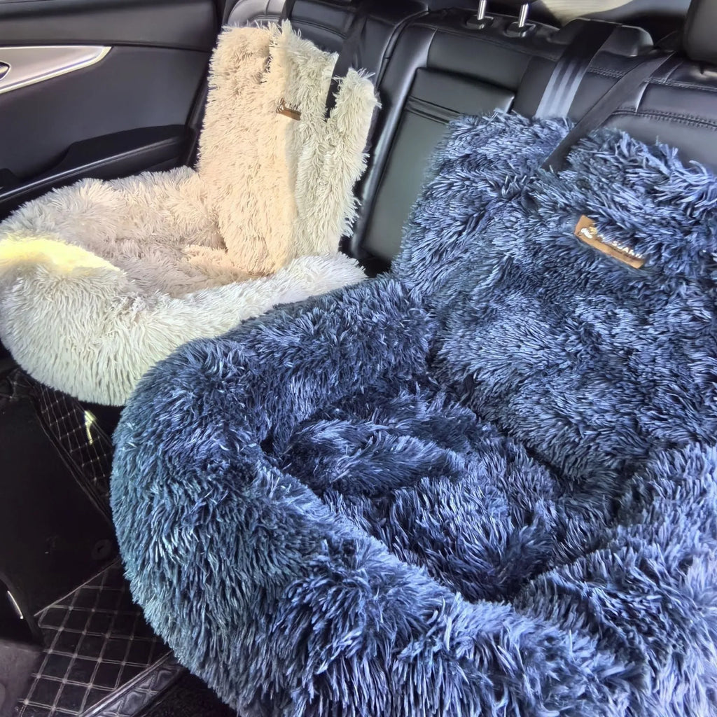 Winter thickened thermal pet mat for vehicle seats in dark grey or beige colours