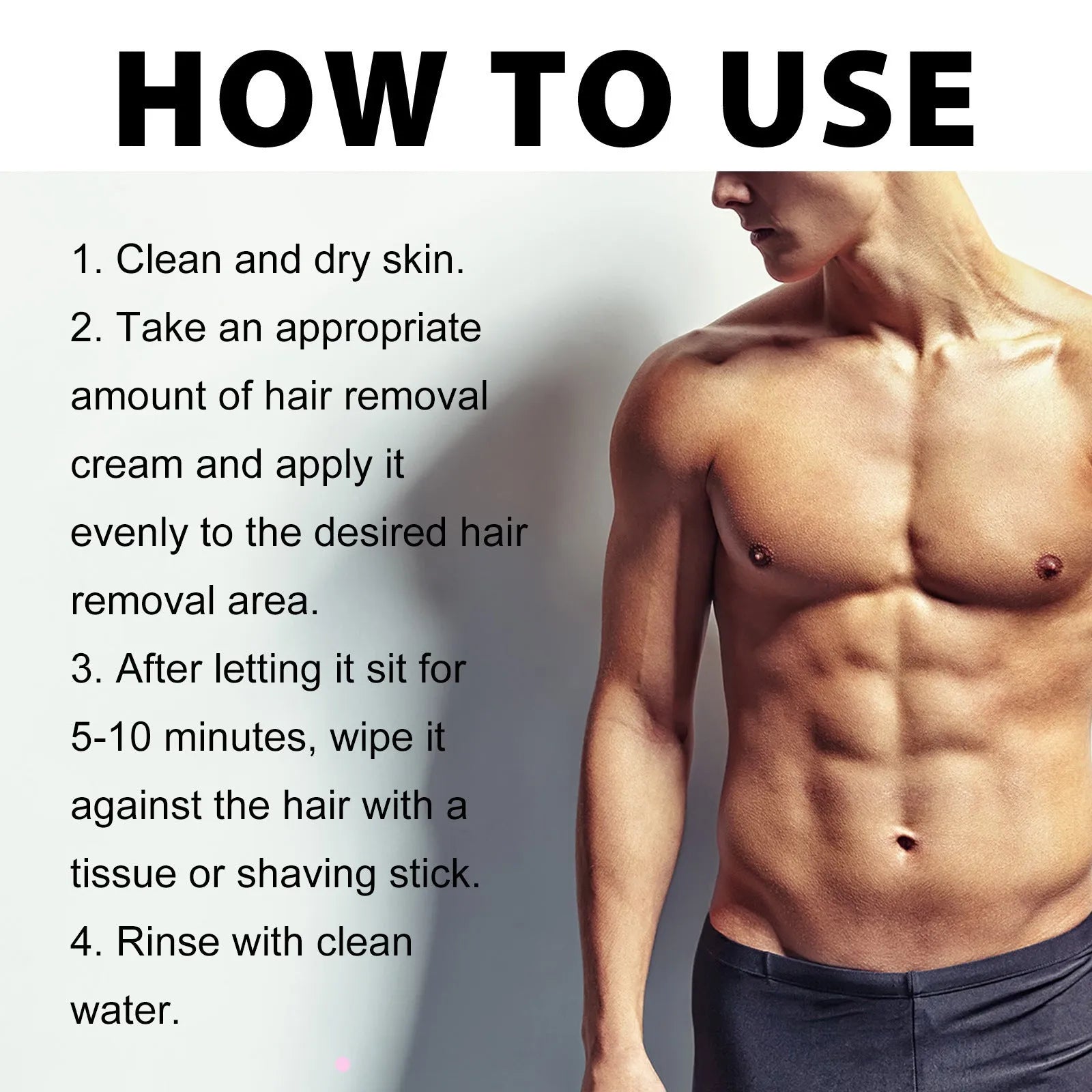 Men's mild hair removal cream 100ml tube for multiple body areas