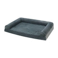 Grey cloth dog kennel with removable cushion for medium large breeds in indoor setting