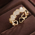 Adjustable opening couples ring with geometric heart design in gold and silver colour options