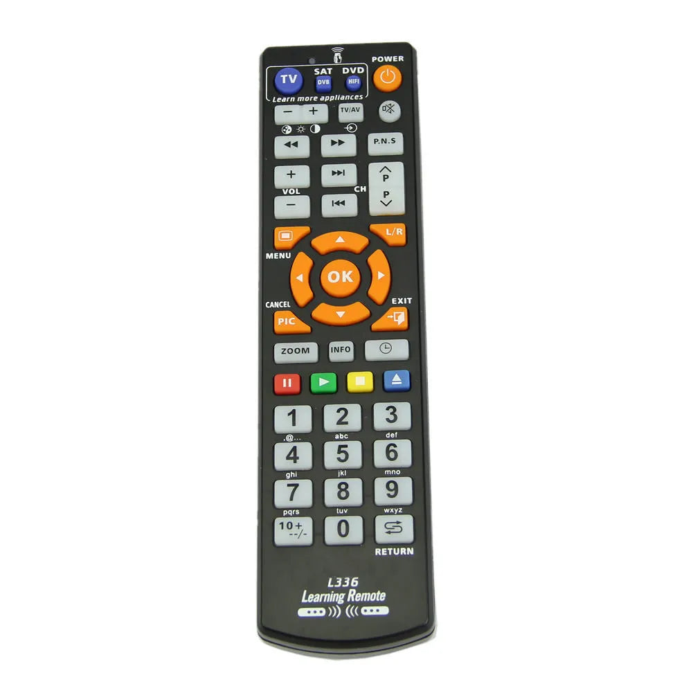L336 black universal learning remote control for television and audio equipment with 8 metre range