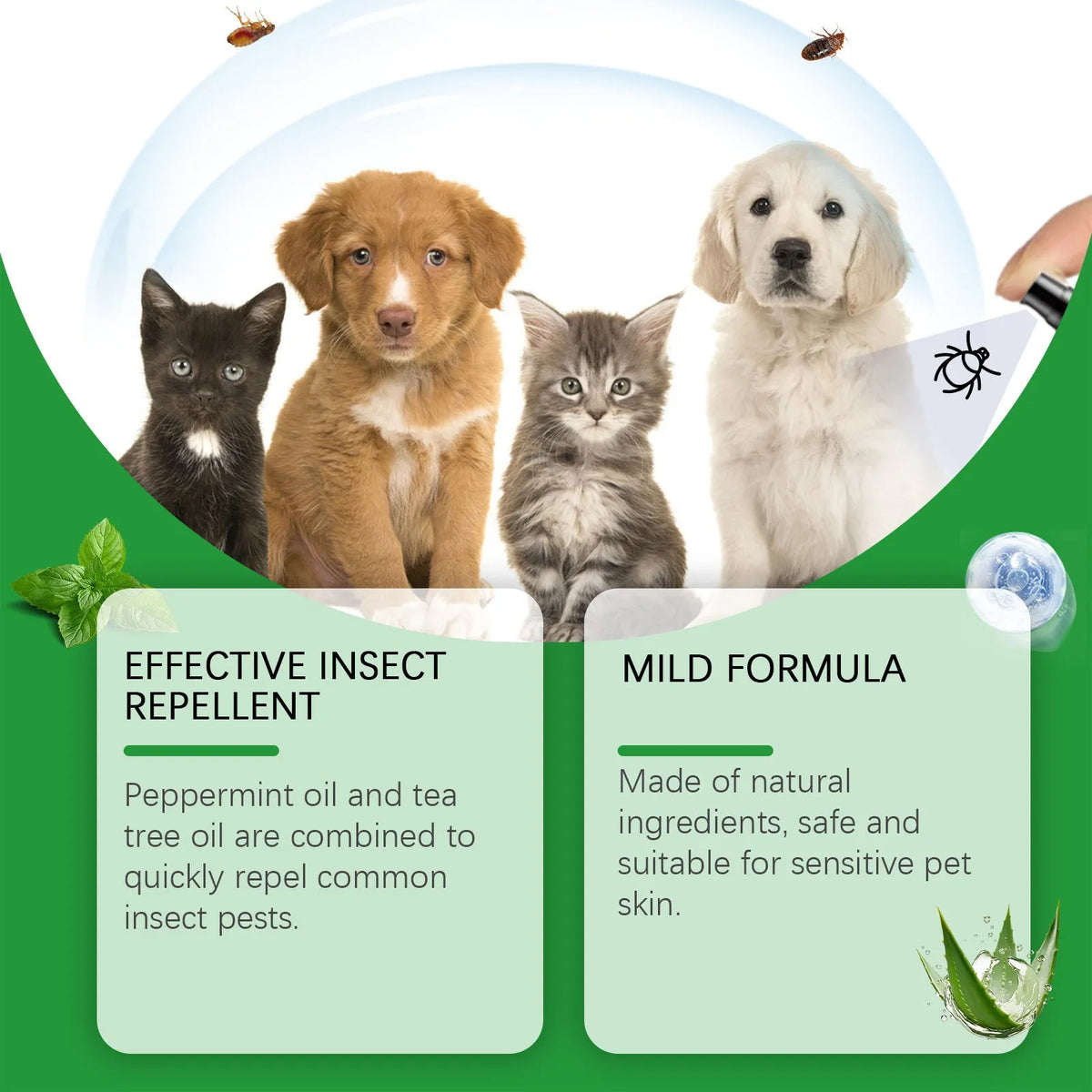 100ml dog insect repellent spray bottle for daily gentle cleaning and coat care