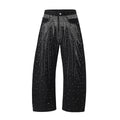 Loose-fitting wide-leg cotton trousers in black or blue colours with pull-on design for leisure wear