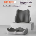 Memory foam seat cushion with waist rest support in blue and grey colour combination