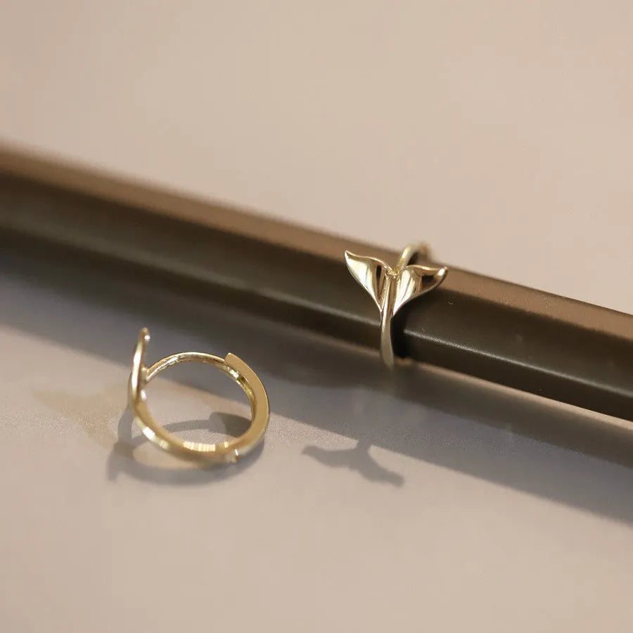 Gold plated fishtail hoop earrings for women made from S925 sterling silver