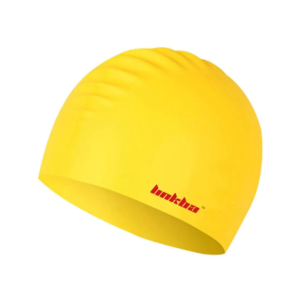 Professional waterproof silicone swimming cap with printed letters pattern in choice of five colours
