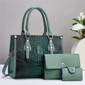 Women's PU leather crossbody bag three-piece set in minimalist design with contrast colour texture