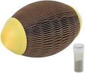 Elliptical corrugated paper catnip football toy with removable cover for catnip insertion