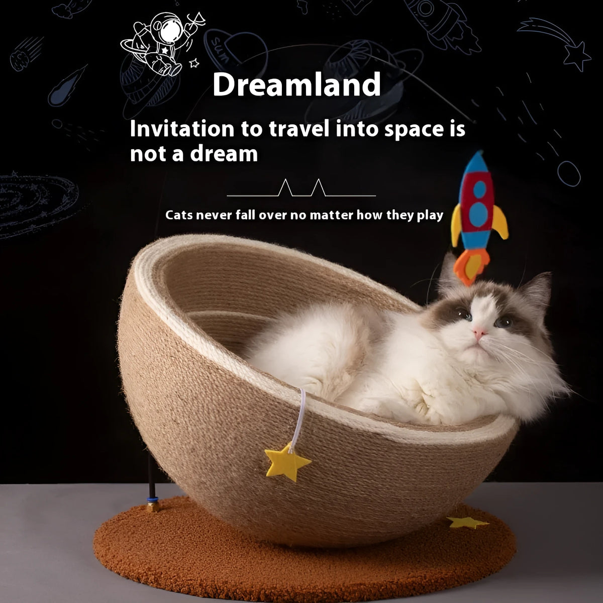 Large integrated cat scratching basin and nest with sisal surfaces and flannel sleeping area