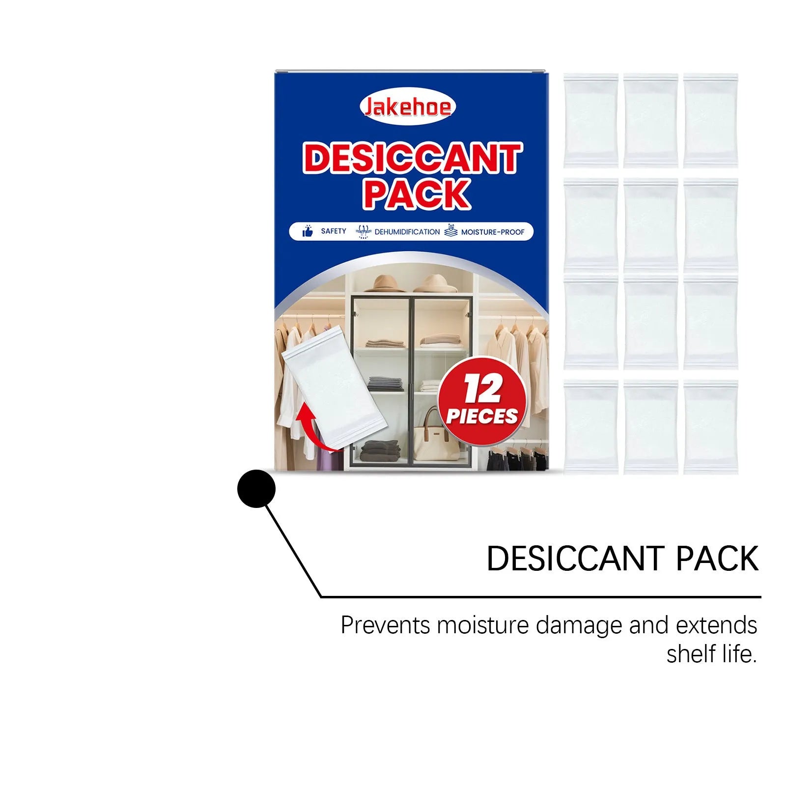 Pack of 12 calcium chloride household desiccant pieces for moisture absorption