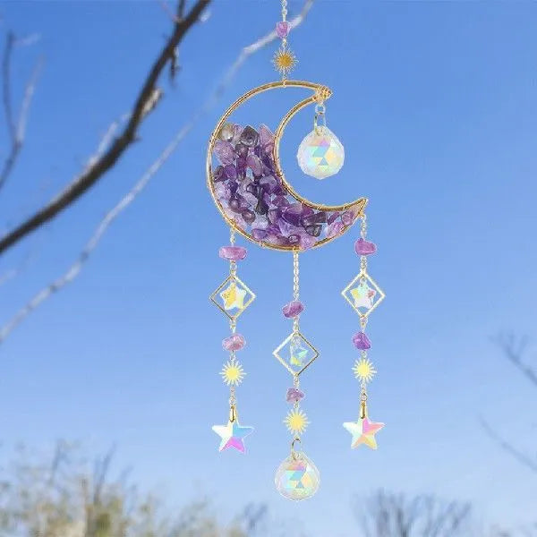 K9 crystal car hanging pendant with moon design in blue, green, pink, purple and white colour options