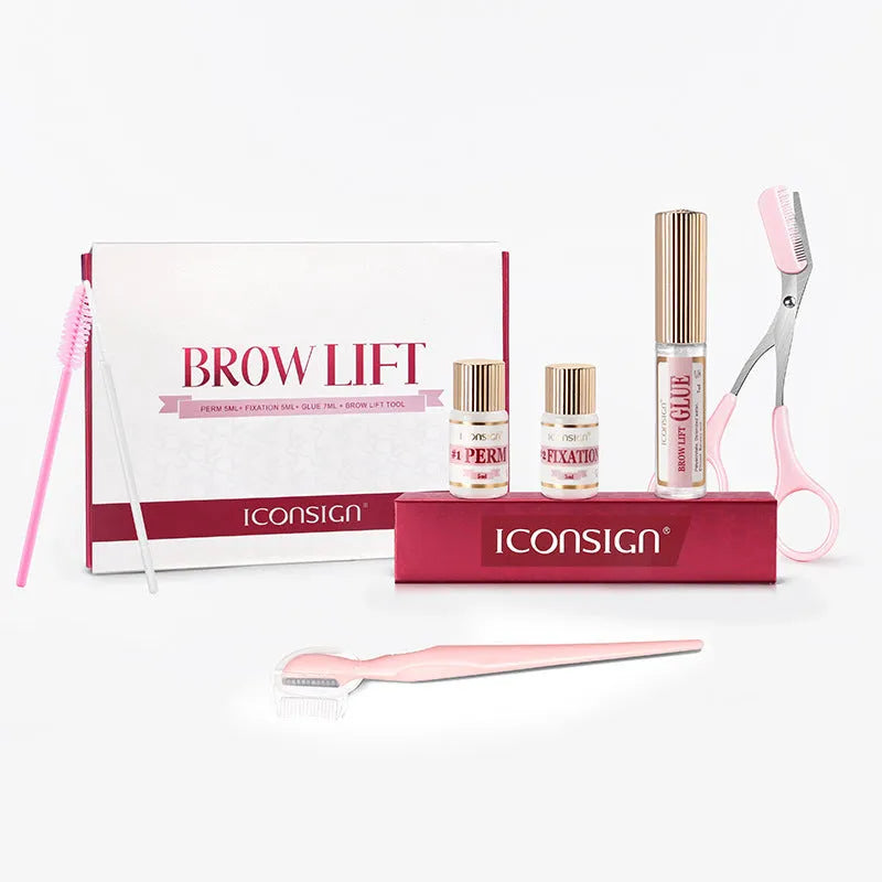 Pink Eyebrow Quick Ironing solution kit for eyebrow lamination and perm treatments.