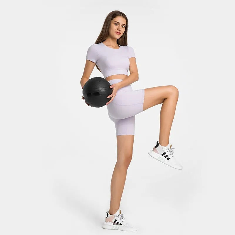 Women's sports shorts in cotton blend fabric with super stretch functionality