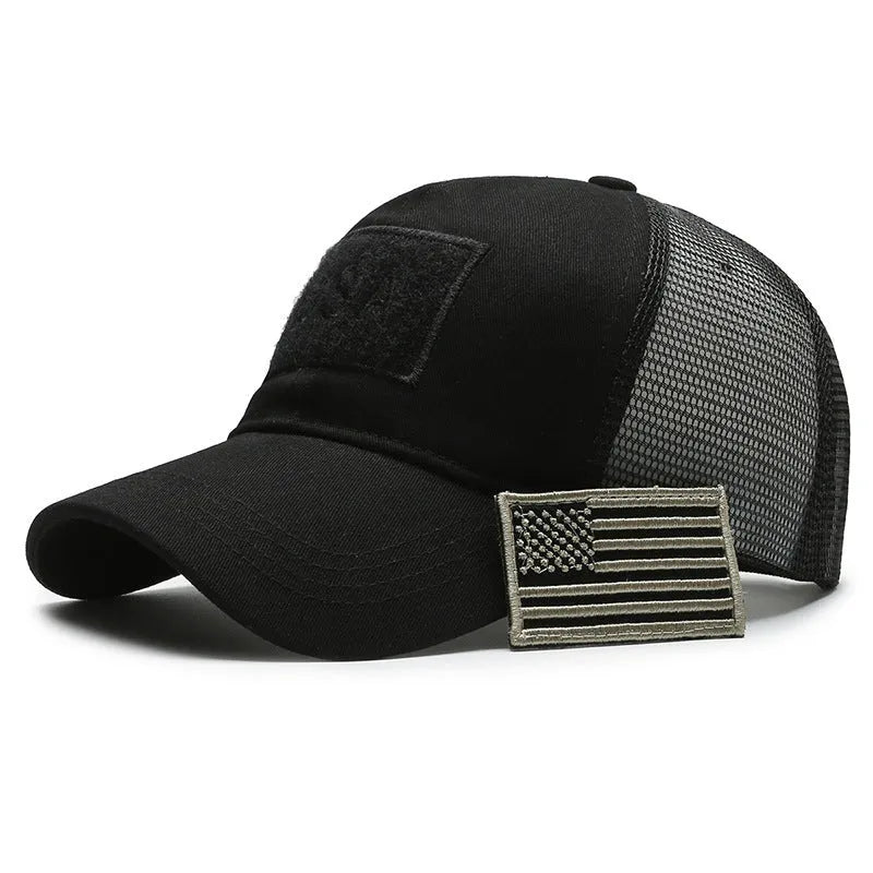Adjustable Velcro outdoor baseball hat in tactical camouflage pattern with dome crown