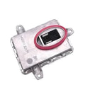 Silver metal HID headlight ballast unit showing dimensions 14cm by 11cm by 4.5cm.