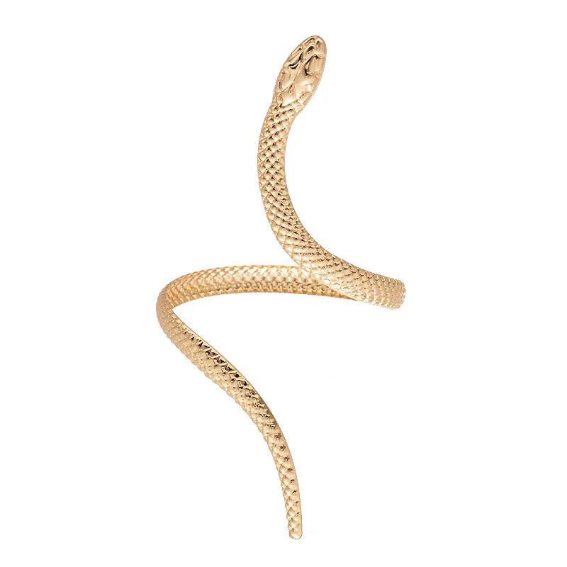 Gold twisted winding snakes design opening ring bracelet 2-piece jewellery set
