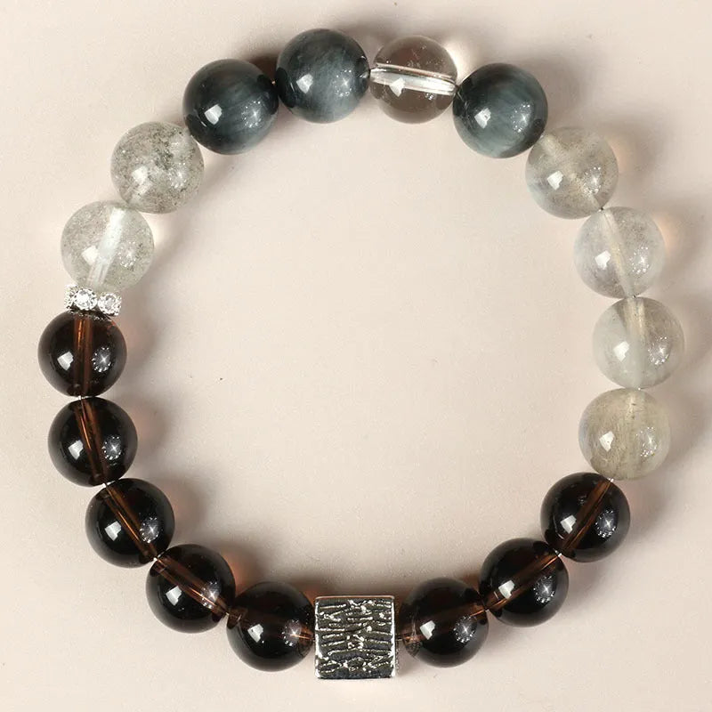 10mm couple crystal bracelet with geometry shape in khaki Chinese style
