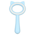 Blue and white double-sided pet grooming brush with comfortable handle for cats and dogs