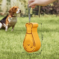 Orange and white portable pet water feeder showing water bottle and food container compartments with carrying sling
