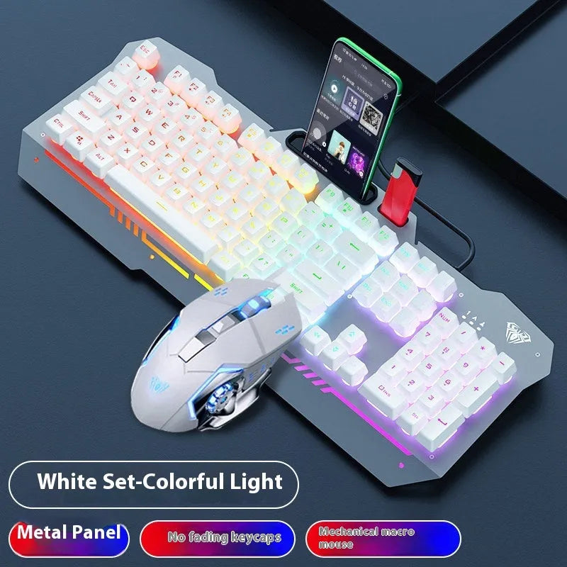 F3010 mechanical keyboard gaming bundle with metal construction and LED lighting in colour box packaging