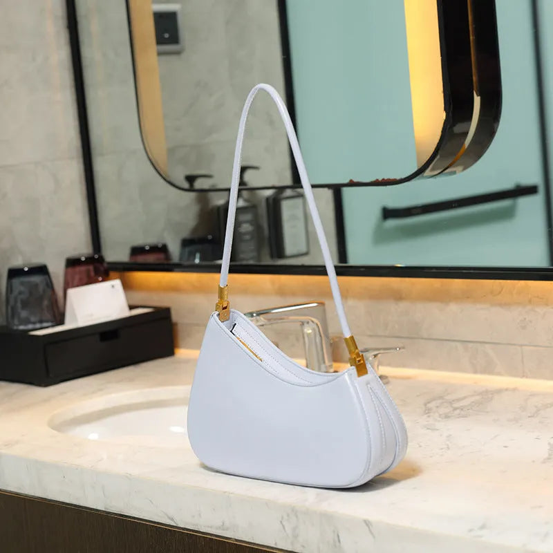 Retro oval underarm handbag for women in various colours with single shoulder strap