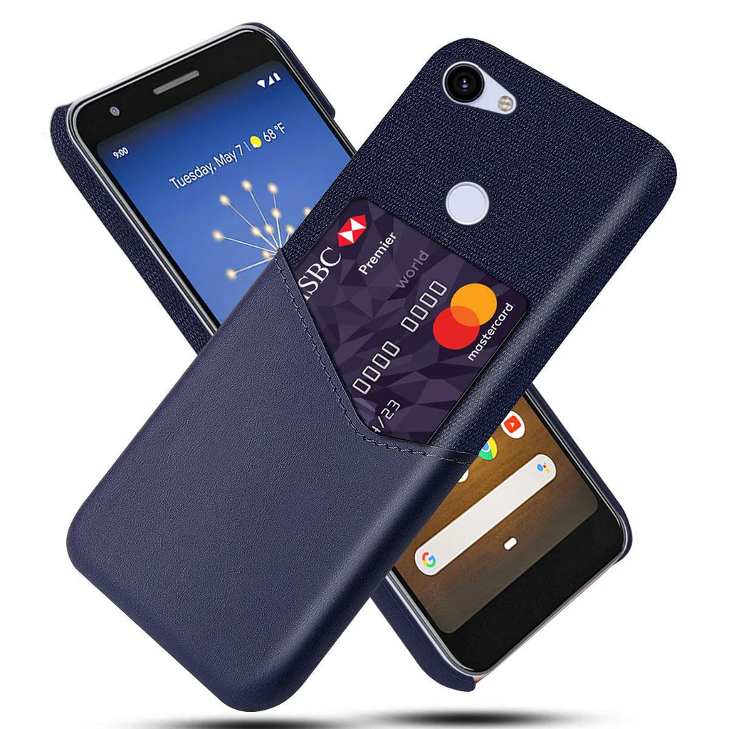 Genuine leather Google Pixel phone case in black, shown from the back, highlighting its solid colour business style.