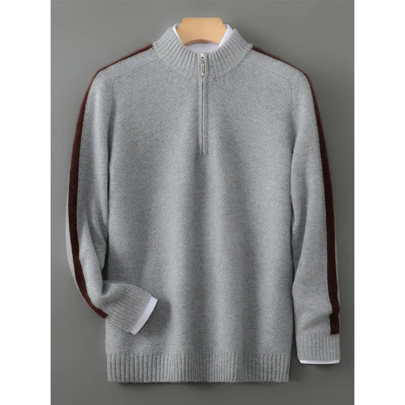 Sheep wool half-zip pullover sweater in slim fit available in multiple colours and plus sizes